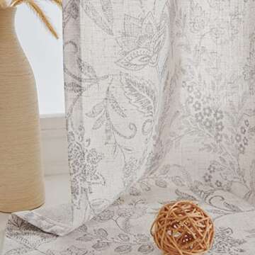 Vangao Floral Linen Blend Curtains for Living Room