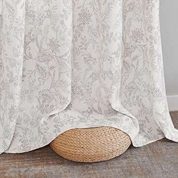 Vangao Floral Linen Blend Curtains for Living Room