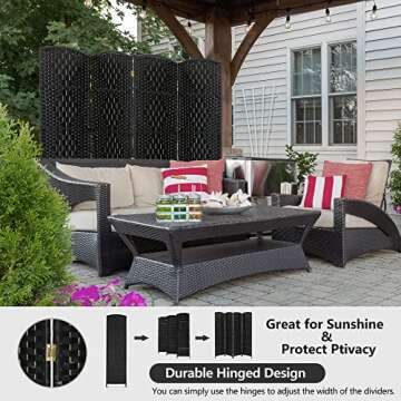 Spurgehom 4 Panel Room Divider Folding Wall Divider 6Ft Privacy Screen Indoor Portable Woven Partitions and Dividers Freestanding, Diamond Double-Weaved for Home, No Installation Required (Black)