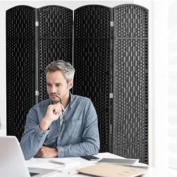 Spurgehom 4 Panel Folding Room Divider - Stylish Privacy Screen