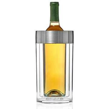 Wine Enthusiast Double Wall Iceless Wine Bottle Chiller – Premium Thermal Insulated Single Bottle ...