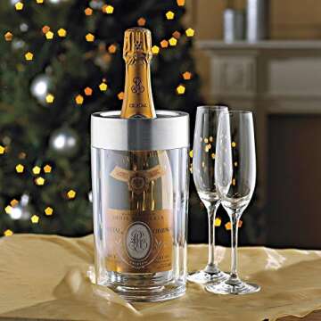 Wine Enthusiast Double Wall Iceless Wine Bottle Chiller – Premium Thermal Insulated Single Bottle Bucket for Tabletop Cooling