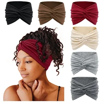 Tobeffect 7'' Wide Headbands for Women - Boho Hair Accessories (6 Pack)