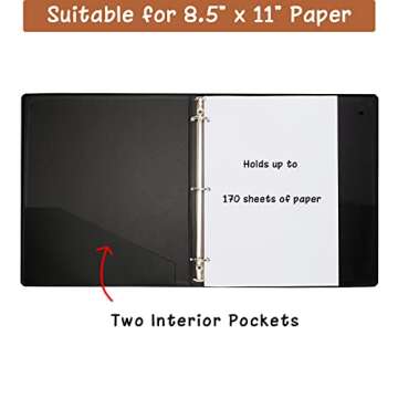 Cherrich 3 Ring Binder 1 Inch for 8.5" x 11" Paper, Planner Binder with Linen Hardcover and 2 Interi...