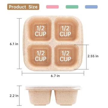 Luriseminger 4 Pack Bento Lunch Box，4 Compartment Snack Containers，Divided Bento Snack Box，Mea...