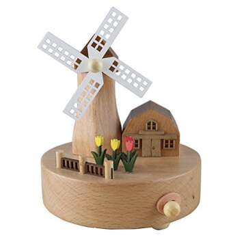 Wooden Musical Box Featuring Beautiful Countryside Windmill,Christmas Decorations Valentine's Day Bi...