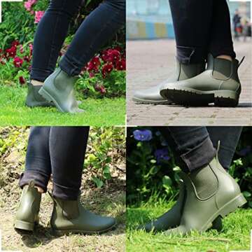 dripdrop Women's Stylish Ankle Rain Boots - Waterproof & Comfortable, Size 9 for Women