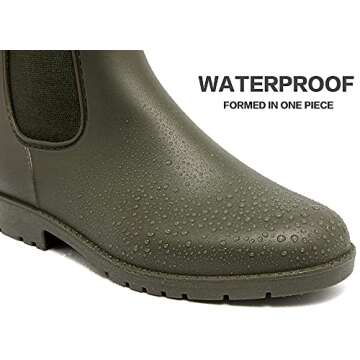 dripdrop Women's Waterproof Chelsea Ankle Rain Boots