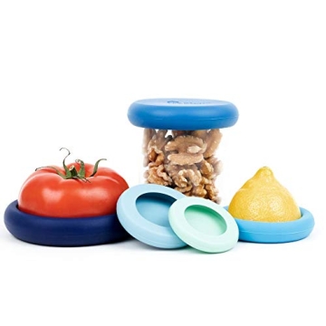 Food Huggers 5pc Reusable Silicone Food Savers for Smart Kitchen Storage