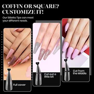 Beetles Poly Extension Gel Dual Nail Forms - 144 Pcs Builder Flat Stiletto Molds Coffin False Tips f...