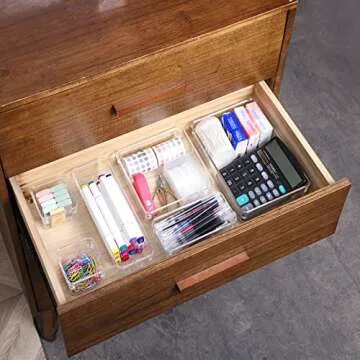 25 Pack Drawer Organizer, 4 Sizes Clear Plastic Drawer Organization Storage Bins,Drawer Organizing Trays and Dividers for Kitchen Utensils,Makeup, Jewelry, Snacks, Office, Bedroom, Kitchen, Bathroom