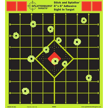 Splatterburst Targets for Shooting - 8x8" Adhesive Targets with Fluorescent Burst Visibility