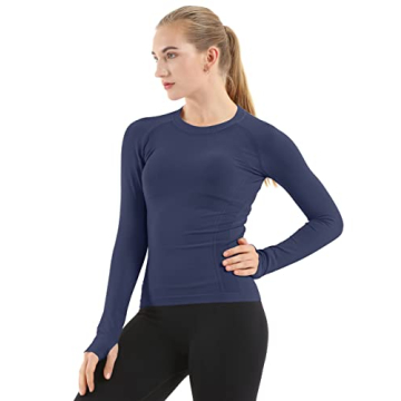 MathCat Seamless Workout Shirts for Women Long Sleeve Yoga Tops Sports Running Shirt Breathable Athl...