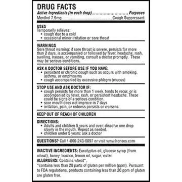 Honees Filled Honey Lemon Cough Drops- Filled with Honey, Menthol, Lemon and Eucalyptus - Nothing Ar...