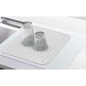 Luxet Multipurpose Premium Quality Silicone Dish Drying Mats for Kitchen Counter Top Dishes Pad, Heat Resistant Countertop Protection, Non Slip Grip, Large Trivet Size 17x15 inches (White)