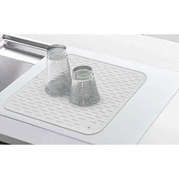 Luxet Multipurpose Premium Quality Silicone Dish Drying Mats for Kitchen Counter Top Dishes Pad, Heat Resistant Countertop Protection, Non Slip Grip, Large Trivet Size 17x15 inches (White)