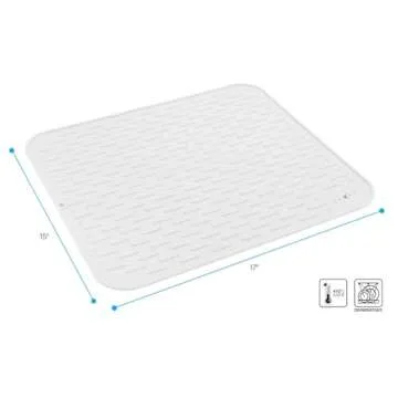 Luxet Multipurpose Premium Quality Silicone Dish Drying Mats for Kitchen Counter Top Dishes Pad, Heat Resistant Countertop Protection, Non Slip Grip, Large Trivet Size 17x15 inches (White)