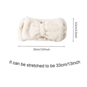 VIOCIWUO Microfiber Bowtie Headbands 4 Pack, Soft Makeup Face Wash Spa Yoga Shower Coral Fleece Hair Bands for Women and Girls