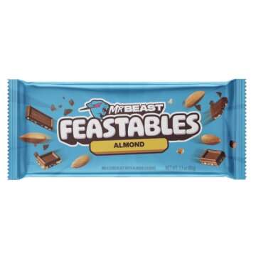 Beast Chocolate Bars – Peanut Butter Milk Chocolate, Dark Chocolate, Milk Chocolate, Milk Crunchand Milk Chocolate Almond Bars (5 Pack) NEW FORMULA! Creamier and Thicker - 2.1 oz Bars