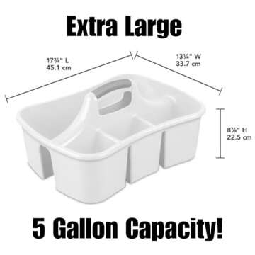 Extra Large 5 Gal Divided Cleaning Caddy Organizer with Handle - Cleaning Supplies for Housekeeping ...