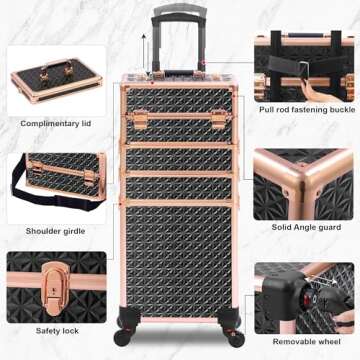 Somduy 5-in-1 Makeup Rolling Case on Wheels