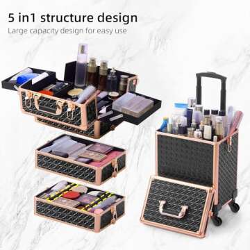 Somduy 5-in-1 Makeup Rolling Case on Wheels
