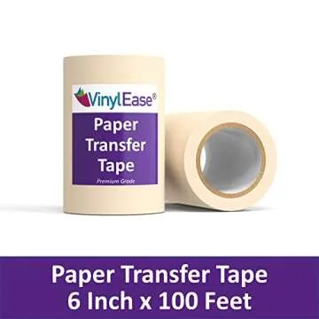 Vinyl Ease 6 inch x 100 feet roll of Paper Transfer Tape with a Medium to High Tack Layflat Adhesive...