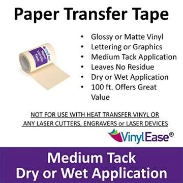 Vinyl Ease Paper Transfer Tape - Effortless Design Transfers