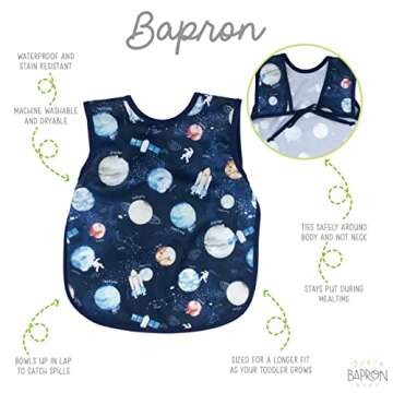BapronBaby Outer Space Bapron - No Neck Tie Safer Bib for Baby & Toddler - Soft Waterproof Stain Res...