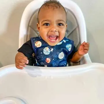 BapronBaby Outer Space Bapron - No Neck Tie Safer Bib for Baby & Toddler - Soft Waterproof Stain Resistant - Machine Washable - Sz Baby/Toddler 6m-3T