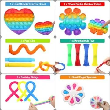 Fidget Simple Fidget Pack, 35pcs Fidget Toys Set with Popping Fidget Sensory Toys for Kids and Adults Simple Fidget Stress Relief Kit Gift for Party Classroom Christmas Stocking