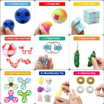 Fidget Simple Fidget Pack, 35pcs Fidget Toys Set with Popping Fidget Sensory Toys for Kids and Adults Simple Fidget Stress Relief Kit Gift for Party Classroom Christmas Stocking