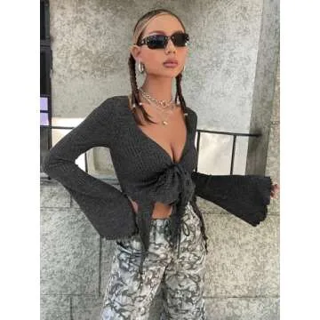 Stylish SOLY HUX Bell Sleeve Crop Top for Women