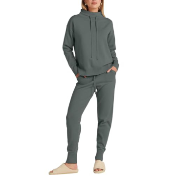 ANRABESS Women Two Piece Outfits Turtleneck Pullover Top Cozy Knit Sweater Pants Lounge Set 2024 Fal...