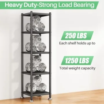 PXRACK 5-Tier Adjustable Metal Kitchen Storage Shelves