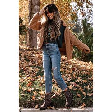 PRETTYGARDEN Women's Fashion Winter Coat Sherpa Fleece Faux Fur Shearling Oversized Trendy Jackets Warm Outerwear (Khaki,X-Large)