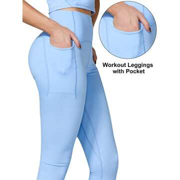 Sunzel Leggings for Women, Womens Full-Length Yoga Pants, Butt Lifting Lightweight Compression Leggings with Pockets, High Waisted Compression Leggings for Workout Gym, 28 Inches