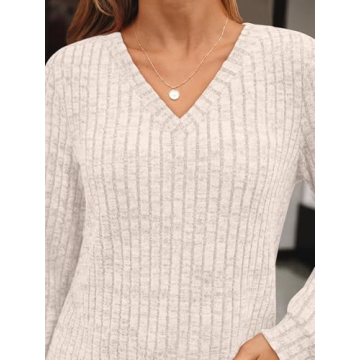 AUTOMET Women's V Neck Long Sleeve Fashion Sweater 2025