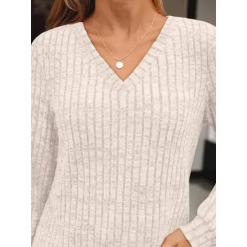 AUTOMET Women's V Neck Long Sleeve Fashion Sweater 2025