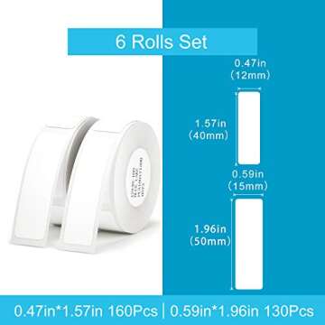 NIIMBOT D11 Label Maker Tape - 6 Rolls Waterproof Labeling Tape