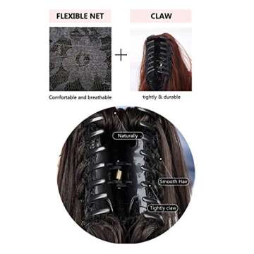 Qunlinta Ponytail Extension Hair Extensions Ponytail 18" 20" Claw Curly Wavy Ponytail Extension Straight Clip in Ponytail Extension Synthetic Hairpiece Light Blonde Mix Bleach Blonde