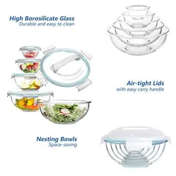 Versatile Luvan Glass Mixing Bowl Set with Lids