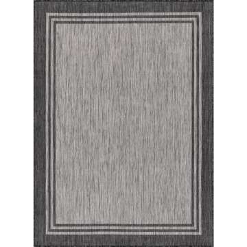 LuuL Home Bordered Outdoor Rug 5x7 Washable Outside Carpet for Indoor Patio Porch Waterproof Easy Cleaning Non Shedding Area Rugs Dark Gray 5 x 7