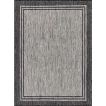 LuuL Home Bordered Outdoor Rug 5x7 Washable Outside Carpet for Indoor Patio Porch Waterproof Easy Cleaning Non Shedding Area Rugs Dark Gray 5 x 7