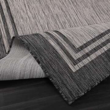 LuuL Home Bordered Outdoor Rug 5x7 Washable Outside Carpet for Indoor Patio Porch Waterproof Easy Cleaning Non Shedding Area Rugs Dark Gray 5 x 7