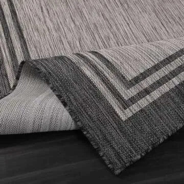 LuuL Home Bordered Outdoor Rug 5x7 Washable Outside Carpet for Indoor Patio Porch Waterproof Easy Cleaning Non Shedding Area Rugs Dark Gray 5 x 7