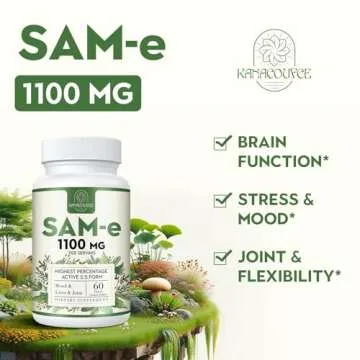 Kanacoufce 1100mg SAM-e (S-Adenosyl-L-Methionine), SAM e Supplement for Mood, Joint & Liver, Highest Concentration of Active S,S Form Same, Vegan, 60 Tablets, 60 Days Supply