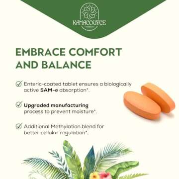 Kanacoufce 1100mg SAM-e (S-Adenosyl-L-Methionine), SAM e Supplement for Mood, Joint & Liver, Highest Concentration of Active S,S Form Same, Vegan, 60 Tablets, 60 Days Supply