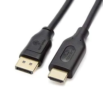 Amazon Basics DisplayPort to HDMI Display Cable, Uni-Directional, 4k@30Hz, 1920x1200, 1080p, Gold-Plated Computer Monitor Projector Plugs, 6 foot - Pack of 10, Black