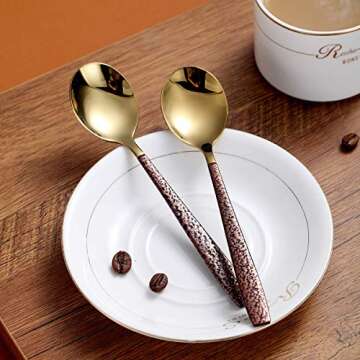 Berglander Elegant Tea Spoon Set of 4 - Gold & Stainless Steel